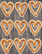 Churro Heart Die Cut Vinyl Stickers Set Scrapbooking Laptop Waterbottle