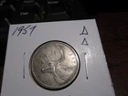 1957 - Canada - 25 cent silver coin - Canadian quarter