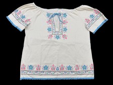 Vintage 60s/70s Womens Peasant Top M Floral Print 100 Soft Cotton U.S.A.