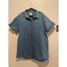 Sézane  short sleeve button down blue denim oversized shirt/dress size 44/ 12 US