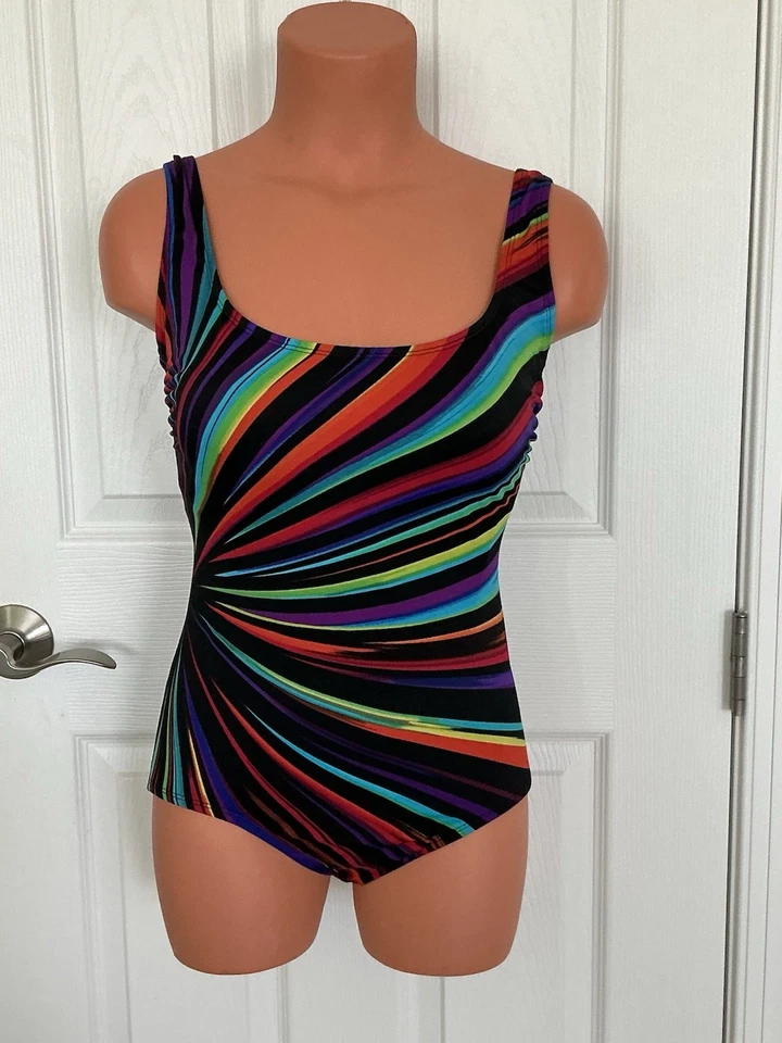 ROBBY LEN Precioso Traje de Baño Multi Cuello en U Copa Suave 1 Pieza Control Nuevo con Etiquetas Talla 12 Foto 2 de 4