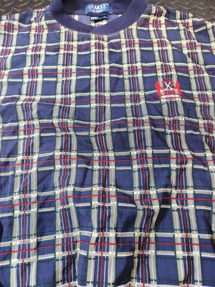 Chaqueta de golf pulóver de nailon a cuadros manga larga La Mode de colección años 90 mediana para hombre  Foto 2 de 4