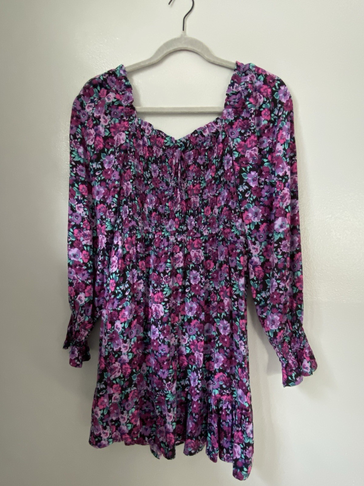 Wild Fable Women's Purple Floral Long Sleeve Dress, Size XS