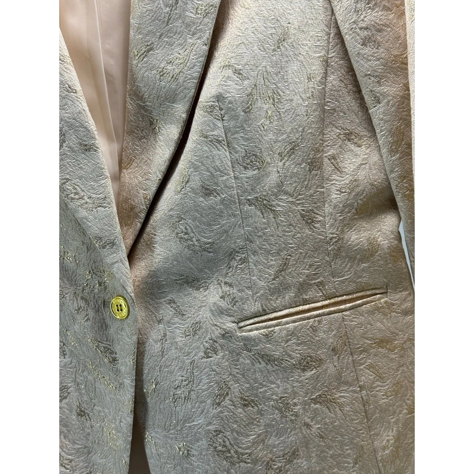 NUEVO SIN ETIQUETAS Dana Buchman Mujer’s 14 Crema Oro Blazer Foto 3 de 4