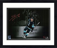 Framed Jared McCann Kraken Signed 11x14 Jersey Celebration Spotlight Photo-LE 22