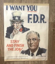 James Montgomery Flagg Uncle Sam Franklin Roosevelt FDR Original Poster