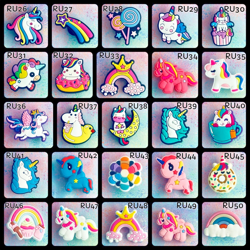 RAINBOW/UNICORN RAINBOW & UNICORN STYLES 🌈 LIST 2 🌈 CROC & WRISTBAND CHARMS 🌈