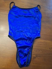 Vintage Mossimo sexy one piece swimsuit leotard L blue