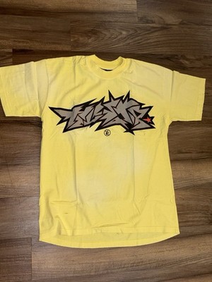 HELLSTAR Men's T-Shirt Size M Yellow Crack Tee NFC Code Authentic New In Bag