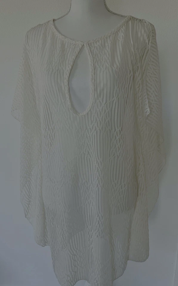 Caftán transparente Old Money color crema caftán transparente Jordan Taylor hecho en EE. UU. talla M Foto 2 de 4