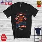 Custom Name 250 Years Freedom; 4th Of July Highland Cow Heifer Patriotic T-Shirt