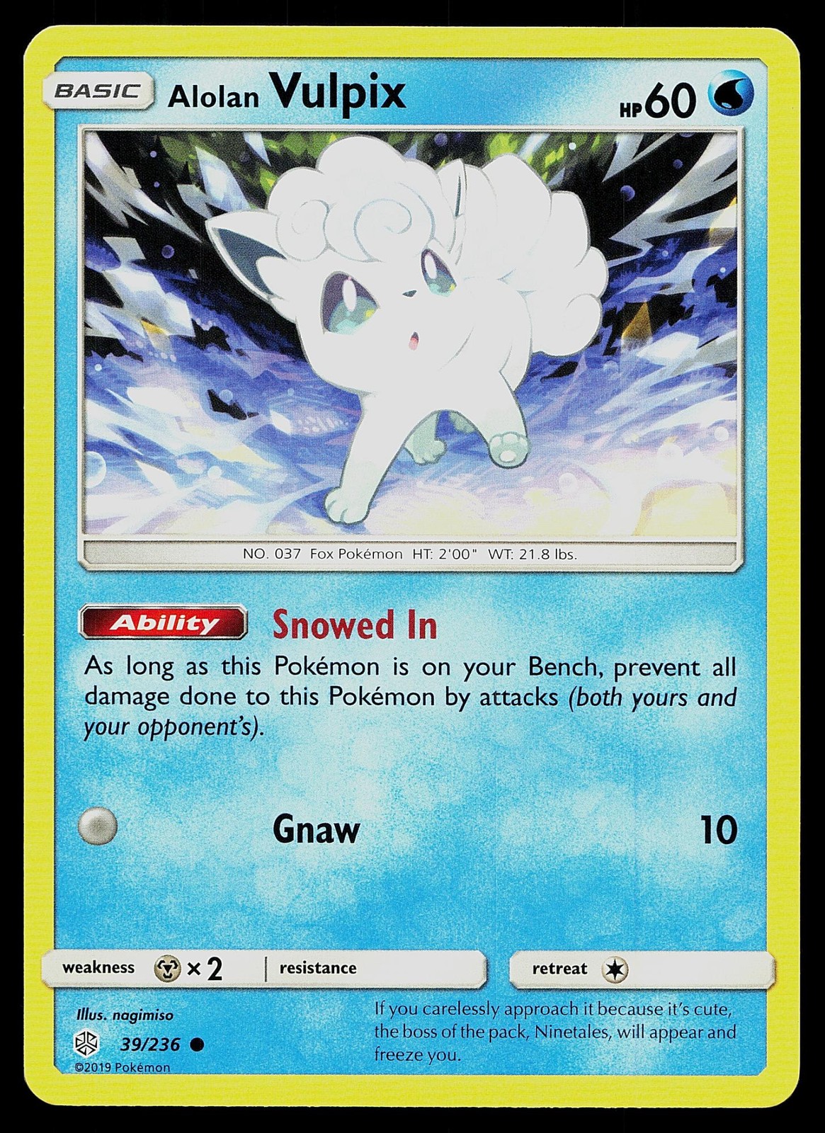 Pokemon Card Cosmic Eclipse Alolan Vulpix 39/236 Common