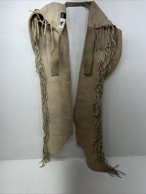 New Tan Whitman Show Chaps With Fringe Adjustable Waist 43  L-49