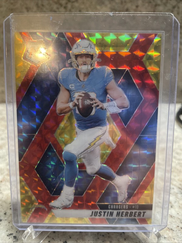 2025 Panini Mosaic - Justin Herbert #80 Choice Fusion Red & Yellow Mosaic Prizm