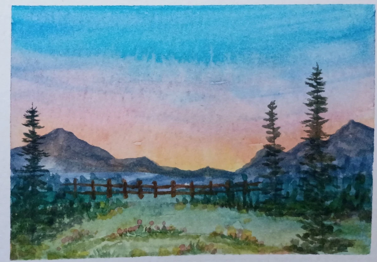 风景水彩艺术绘画| eBay
