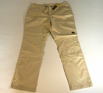 Lee Beige Chino Pants Slim Straight Leg Flat Front Mid Rise Tall 18L 33'' A059