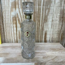 Vintage Seagram's Seven 7 Crown Glass Bottle Decanter Cork Stopper Mid Century