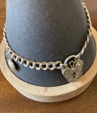 Beautiful Vintage Silver Curb Chain Charm Bracelet with Safety Chain