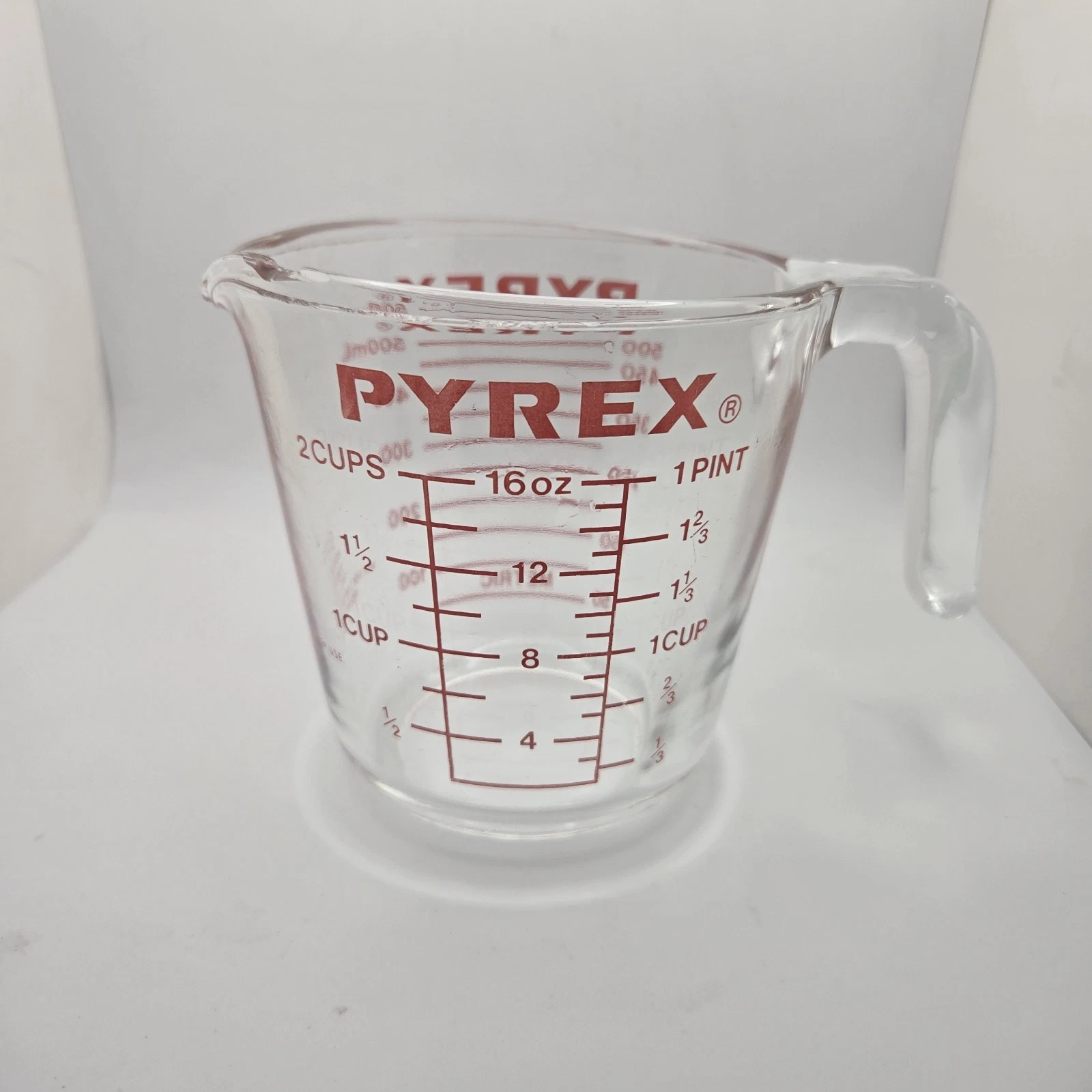Vintage PYREX 516 Clear with Red 2 Cup Measuring Cup Corning NY USA