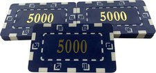 10 x Poker Casino Numbered Plastic Chip Plaques 74 x 44mm 32Grams 5000" BLUE