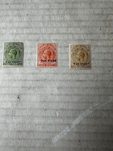 1918-1920 Falkland Islands ##Mr1-Mr3, War Tax Overprint, Mhr, Complete