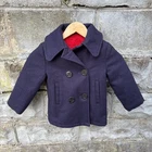 Vintage Navy USN Peacoat Childs WW2 Child Military Kid WWII Lined Hood