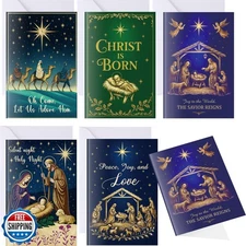 Motiskyy 50 Set Christmas Religious Greeting Cards Bulk with Matc