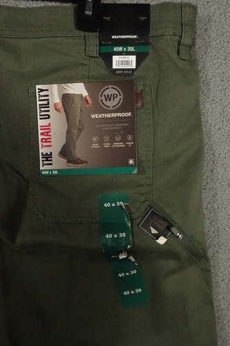 Weatherproof Trail Utility Pants Men 40x30 Straight Fit Flex Waist Army Green - Picture 7 of 8