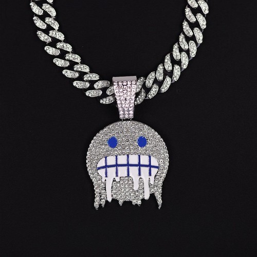 Collana Catena Metallo Fantasma Freddo Multicolore Moderna Cristallo Pietra Link Inciso - Foto 8 di 32
