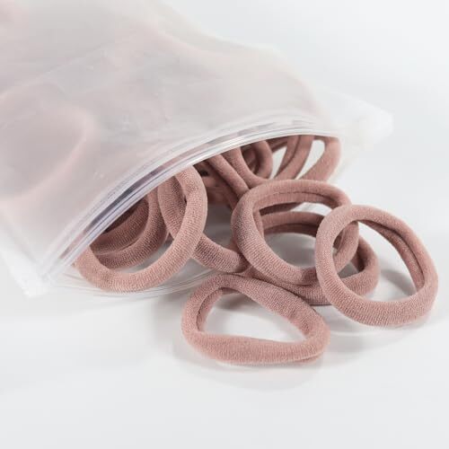 100 Pack No Damage Hair Ties For Women Thick Hair,Soft Seamless Dark Pink - Picture 5 of 6