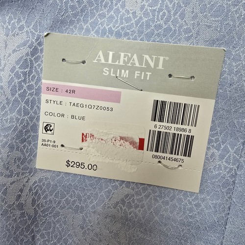 Alfani Slim Fit Dinner Jacket Mens 42R 42 Blue Floral Shawl Lapel Blazer $295 - Picture 6 of 12