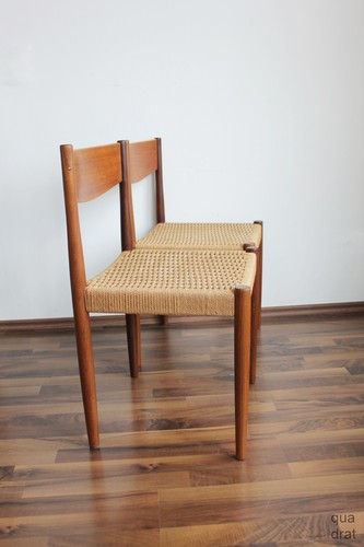 2 Poul Volther Teak dining chairs Esstisch Stuhl Papierkordel 60er Dänemark - Bild 2 von 16