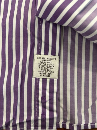 Peter Millar Men's Shirt L S Seaside Finish L Purple White Stripes 100% Cotton - 第 3/4 張圖片