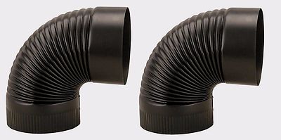 2~ IMPERIAL 6'' Heavy Duty BLACK Stove Pipe CORRUGATED 90° ELBOW 24 Gauge BM0023