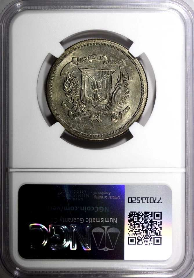 Dominican Republic Copper-Nickel 1978 1/2 Peso NGC MS63 Mintage-296,000 KM#52(0) - Image 3 of 4