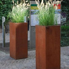 54L 64L 96L Steel Metal Cube Rust Planter Patio Garden Plant Flower Pot Outdoor