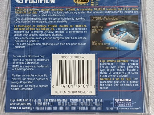 Fujifilm Zip IBM Formatted 100MB Disk Zip100 Storage Brand New Sealed! - Afbeelding 4 van 4