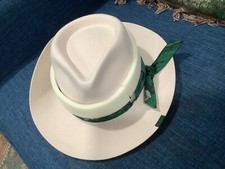 Wear Brims Beige Wool Western Country Cowboy Fedora Hat Mens Women's Sz 61 Cm