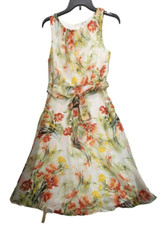 NY Collections floral dress Sleeveless Color Ivory Size PM     D056