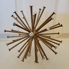 Industrial Metal Nails 5" Art Sculpture In Ball Shape