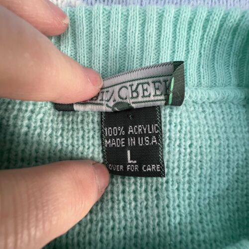 Vintage Cabin Creek Pastel Stripe and Geometric Long Sleeve Knit Sweater Size L - Picture 3 of 4