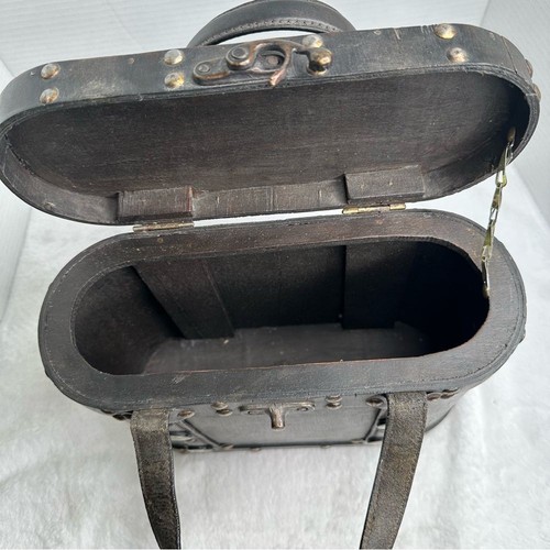 Vintage Wooden Leather handles Box Case Dark Wood - Bild 7 von 9