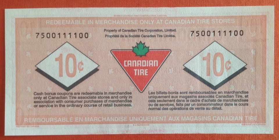 Canadian Tire Coupon 10c CTC S18-C75 Radar  7500111100 - Image 2 of 4
