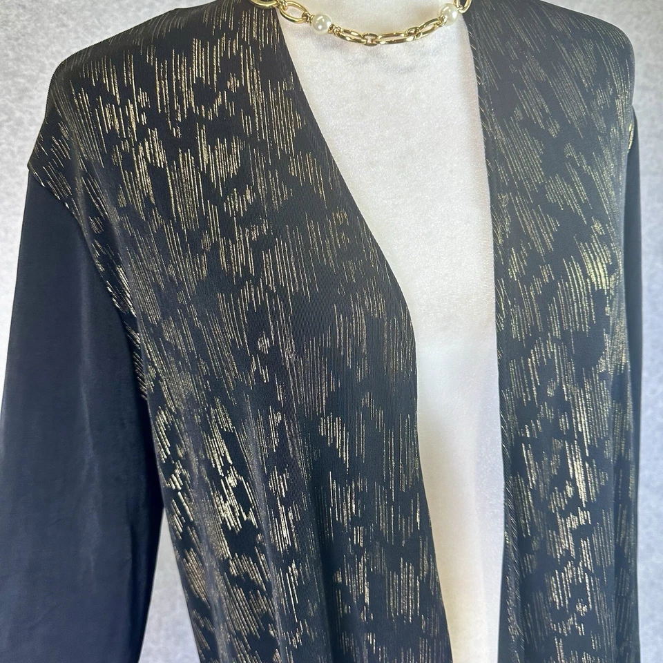 Chico’s Slinky Tejido Manga Larga Frente Abierto Metálico Cárdigan Plumero Chaqueta 1 | S Foto 3 de 4