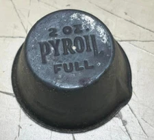 Vintage 2 oz. Pyroil Spouted Measuring Metal Tin Cup Advertising Souvenir