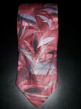 Vintage Dino Orsini Pink Purple Tropical Leaves Leaf Tie USA Made Necktie 3x56