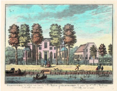 VECHTESTEIN estate of FREDRIK PHILLIPPE D'ORVILLE - 1719 HAND-COLORED ENGRAVING