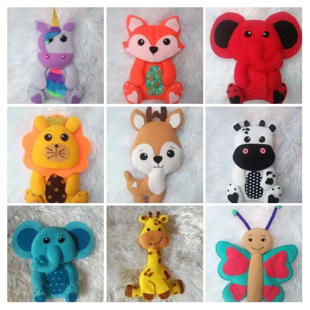 Set of 9 Handmade Felt Animal Toys Soft Stuffed Plush Baby