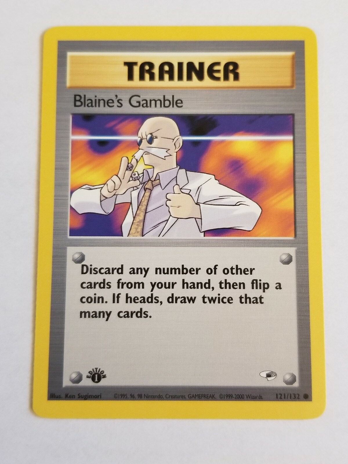 BLAINE'S GAMBLE 121/132 1st Edition Gym Heroes WOTC Pokemon Card Near Mint