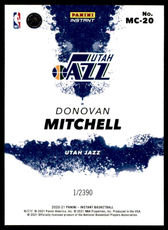 Donovan Mitchell 2020-21 Panini Instant My City #MC-20 /2390 Jazz - Image 2 of 2